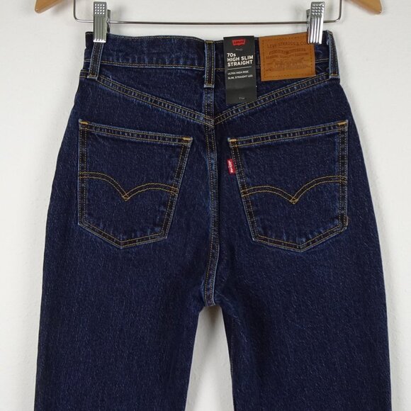 Levi's 70s High Slim Straight Jeans Women's 25x31 Blue Denim Stretch - Picture 5 of 10